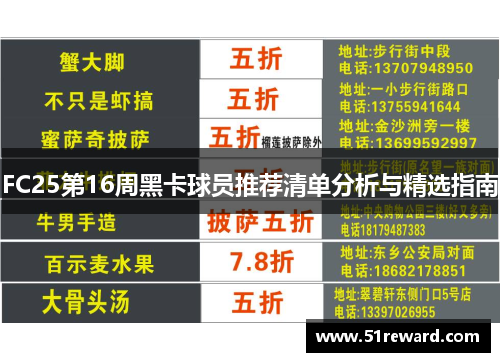 FC25第16周黑卡球员推荐清单分析与精选指南